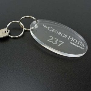 Key Ring 5cm Perspex Engraved (per 10)