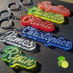 Laser Cut Color Acrylic Name Key Chain