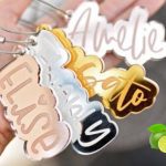Laser Cut Mirror Gold Key Chain