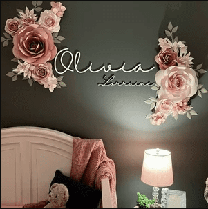 Sample Wooden Name and Flowers
